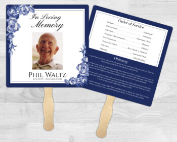 Blue Flower Funeral Memorial Fan Printing