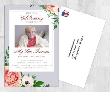 Flower Theme Death Announcement Cards To Remember A Loved One