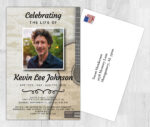 Guitar Theme Death Announcement Cards To Remember A Loved One