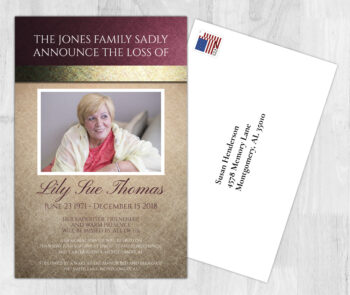 Red Theme Death Announcement Cards To Remember A Loved One