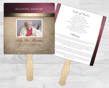 Red Gold Funeral Memorial Fan Printing