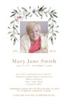 Wreath Theme Death Announcement Cards To Remember A Loved One