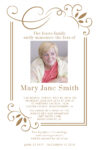 Gold flourish Theme Death Announcement Cards To Remember A Loved One