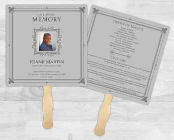 Grey Funeral Memorial Fan Printing