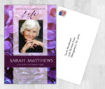 Purple flowers Theme Death Announcement Cards To Remember A Loved One