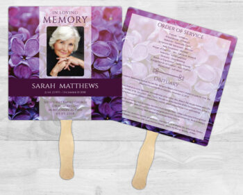 Purple Flowers Funeral Memorial Fan Printing