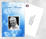 Blue clouds Theme Death Announcement Cards To Remember A Loved One