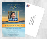 Mountain Sunset Theme Death Announcement Cards To Remember A Loved One
