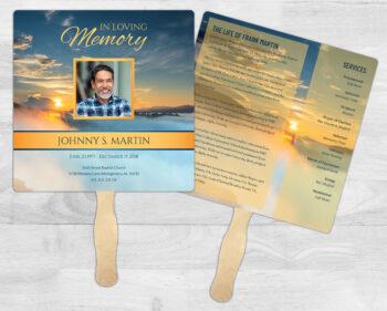 Mountain Sunset Funeral Memorial Fan Printing