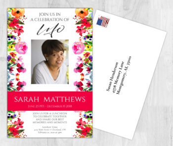 Flowers Theme Death Announcement Cards To Remember A Loved One