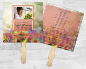 Watercolor Theme Funeral Memorial Fan Printing