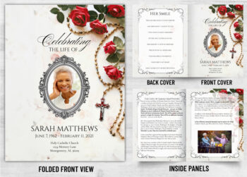 Catholic Mass Rosary Funeral Folded Memorial Card Print