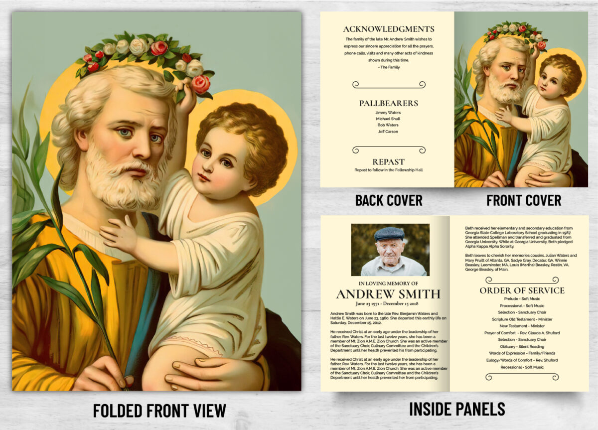 Folded Saint Prayer Mass Catholic Card