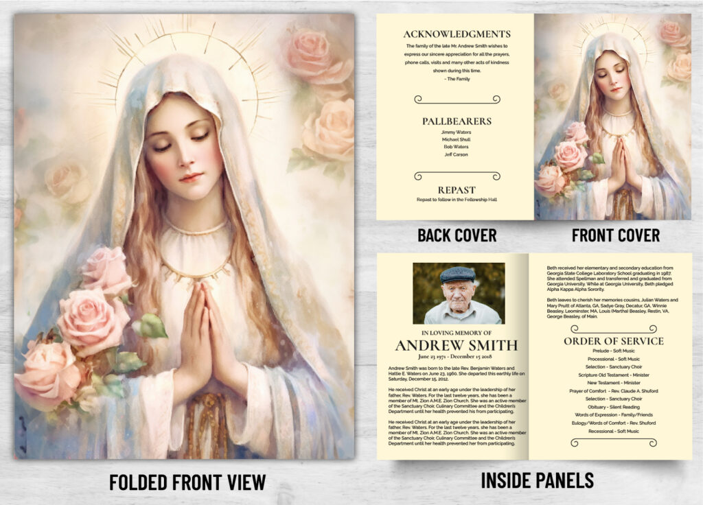 Folded Saint Prayer Mass Catholic Card