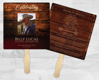 Cowboy Theme Funeral Memorial Fan Printing