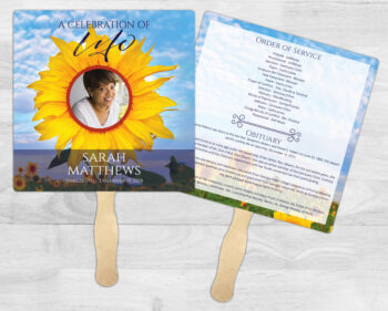 Sunflower Theme Funeral Memorial Fan Printing