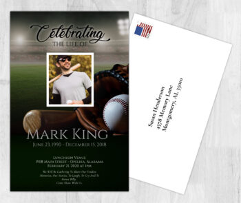 Baseball Theme Death Memory & Remembrance Cards To Remember A Loved One