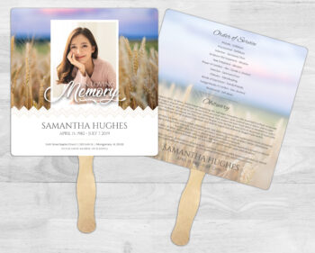 Wheat Field Theme Funeral Memorial Fan Printing