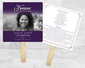 Purple Gradient Theme Funeral Memorial Fan Printing