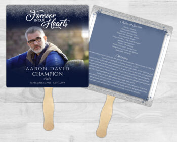 Blue Stars Theme Funeral Memorial Fan Printing