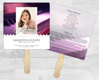 Piano Theme Funeral Memorial Fan Printing