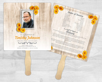 Daisy Theme Memorial Funeral Fan Printing