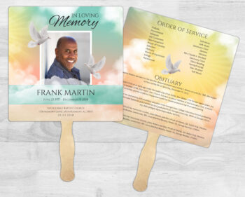 Dove Cloud Theme Memorial Funeral Fan Printing