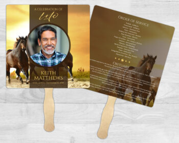 Horse Theme Memorial Funeral Fan Printing