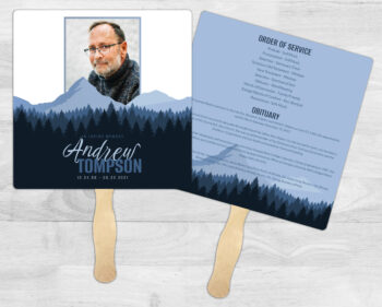 Blue Mountains Theme Memorial Funeral Fan Printing