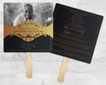 Black and Gold Theme Memorial Funeral Fan Printing