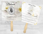 White Orchids Theme Memorial Funeral Fan Printing