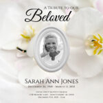 White Orchids Theme Memorial Funeral Fan Printing