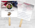 Marines American Flag Theme Memorial Funeral Fan Printing