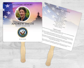 Navy Military Theme Memorial Funeral Fan Printing