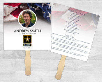 US Army Military Theme Memorial Funeral Fan Printing