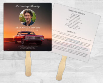 Muscle Car Theme Memorial Funeral Fan Printing