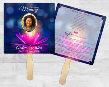 Lotus Flower Theme Memorial Funeral Fan Printing