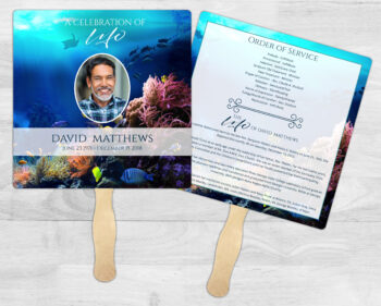 Underwater Ocean Theme Memorial Funeral Fan Printing