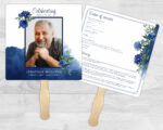 Blue flower watercolor Theme Memorial Funeral Fan Printing