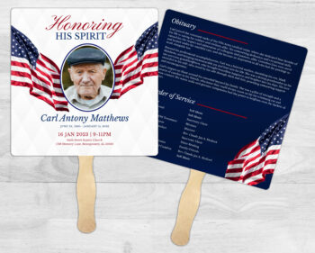 American Flag Theme Memorial Funeral Fan Printing