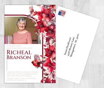 Red Cardinal Theme Death Memory & Remembrance Cards To Remember A Loved One