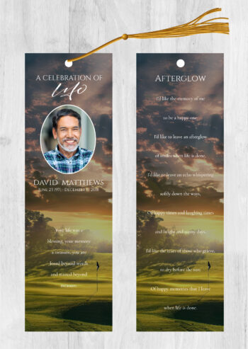 Funeral Memorial Golf Memorial Bookmark