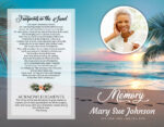 Footprints Sand Beach Sunset Funeral Memorial Program Print