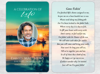 Gone Fishing Funeral Memorial Card Print