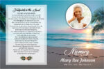 Ocean Beach Footprints Funeral Folded Memorial Card Print