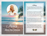 Ocean Beach Footprints Funeral Program Print