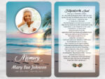Ocean Beach Footprints Funeral Memorial Prayer Card Print
