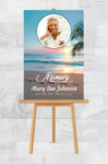 Ocean Beach Footprints Funeral Memorial Poster Easel Print