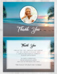 Ocean Beach Footprints Funeral Memorial Thank You Card Print