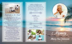 Ocean Beach Footprints Sand Trifold Funeral Program Print